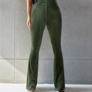 Solid flare leg velvet pants